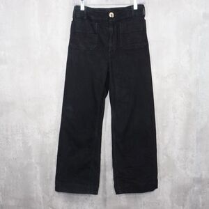 Maeve Pants Womens Size 27 Black The Colette High Rise Wide-Leg Crop Den…
